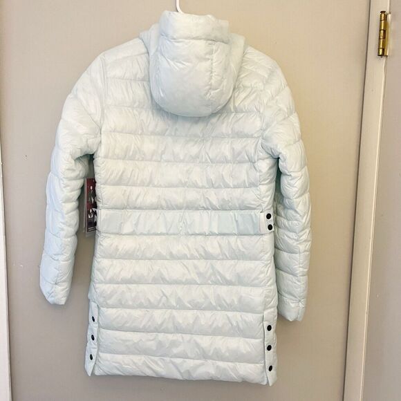 Swiss Tech Baby Blue Puffer Coat Jacket Small 4-6 Womens Packable Mid-Length - Picture 12 of 15